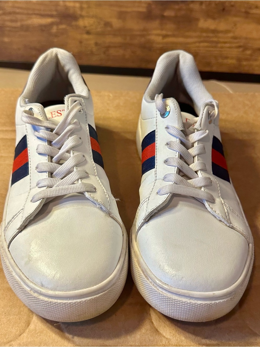 Charleston Shoe Co. Chessey White Striped Lace-Up Sneakers Men US 8 EU 39